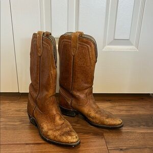 Vintage real leather Brown Cowboy Boots